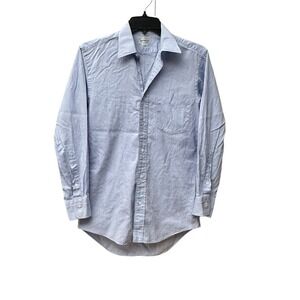 Burberrys Vintage Burberry Mens Size 36-78 Button Down Dress Shirt Blue‎ #BB10-6